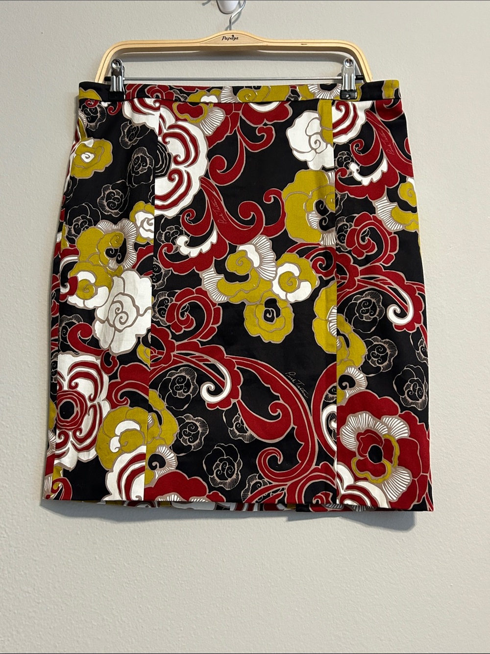 Pink Tartan Retro-Modern Floral A‑Line Statement Skirt – Size 12